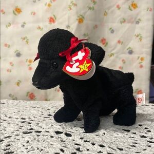 Ty Black Plush Dog Toy with Red Accents Named GiGi